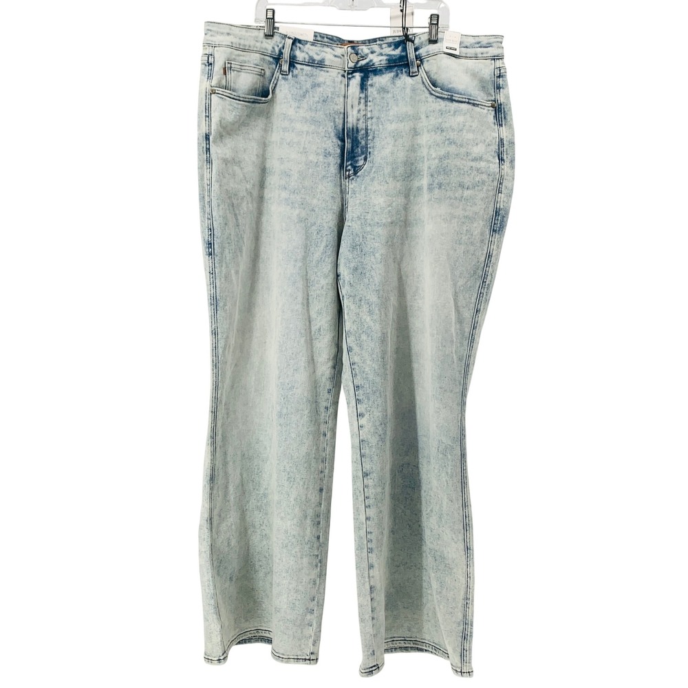Judy Blue sz 24W Retro Wide Leg High Waist Tummy Control Jeans Light Blue NWT